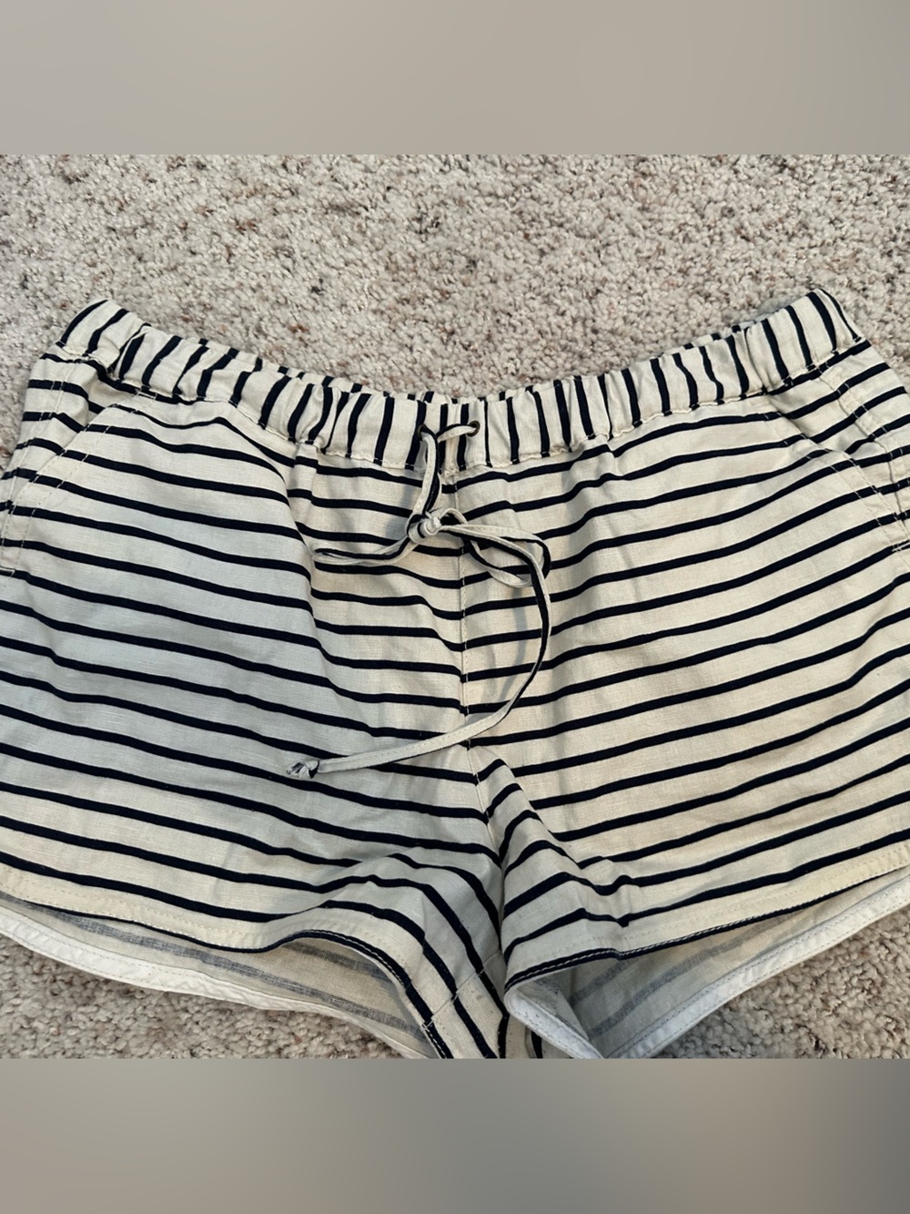 JCrew Drawstring Lounge Shorts - navy  & Cream
